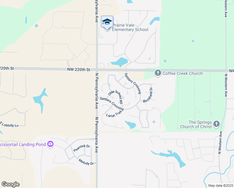 map of restaurants, bars, coffee shops, grocery stores, and more near 1904 Olde School Road in Edmond