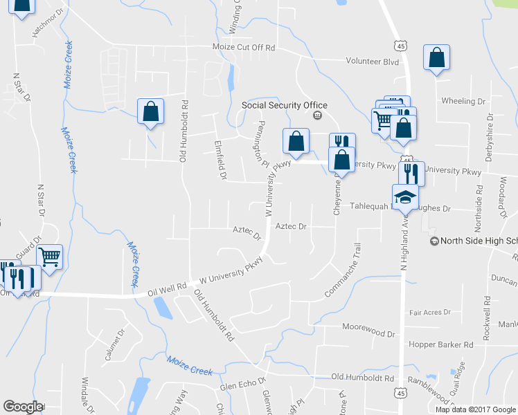map of restaurants, bars, coffee shops, grocery stores, and more near 12 Chippewa Cir in Jackson