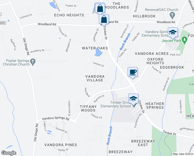 map of restaurants, bars, coffee shops, grocery stores, and more near 1506 Mc Donald Avenue in Garner