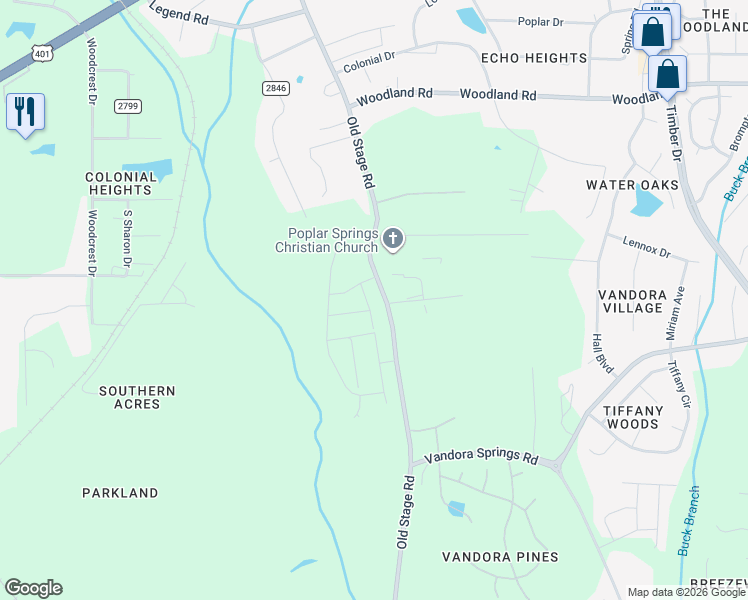 map of restaurants, bars, coffee shops, grocery stores, and more near 125 Sommerville Park Road in Raleigh
