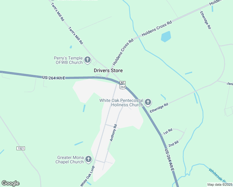 map of restaurants, bars, coffee shops, grocery stores, and more near 5110 White Oak Loop in Wilson