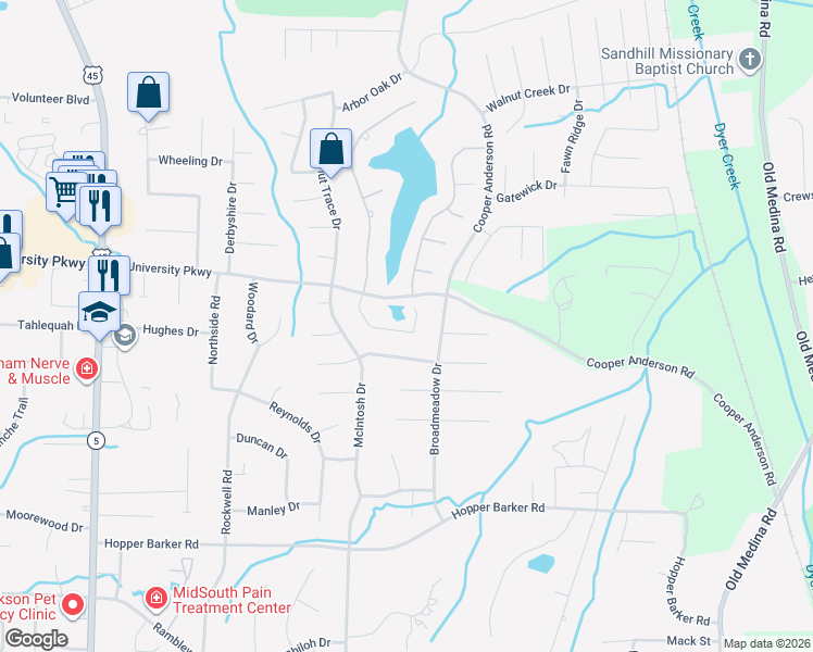 map of restaurants, bars, coffee shops, grocery stores, and more near 55 Emerald Ridge Cove in Jackson