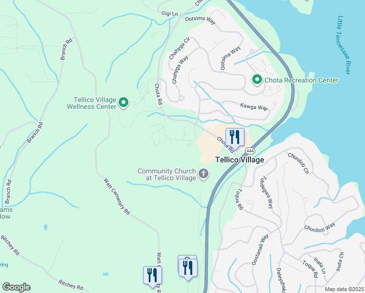 map of restaurants, bars, coffee shops, grocery stores, and more near 506 Chota View Way in Loudon