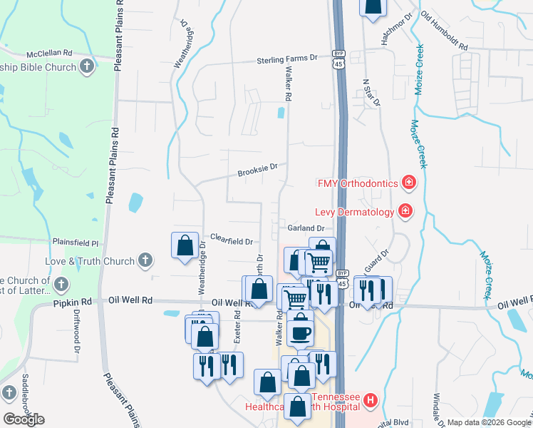 map of restaurants, bars, coffee shops, grocery stores, and more near 128 Foxworth Drive in Jackson
