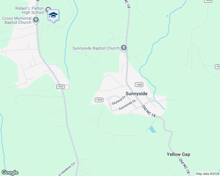 map of restaurants, bars, coffee shops, grocery stores, and more near 2577 Genes Loop in Morganton