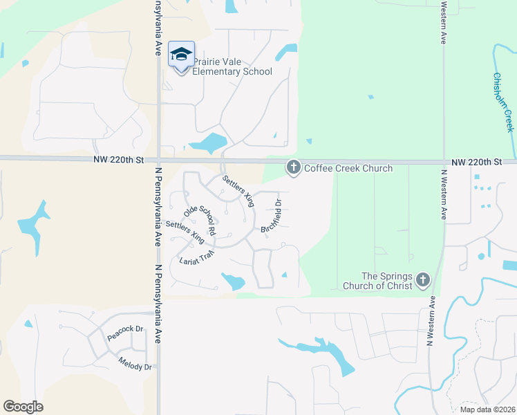 map of restaurants, bars, coffee shops, grocery stores, and more near 1695 Strayfox Crossing in Edmond