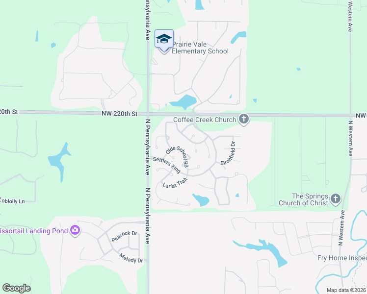 map of restaurants, bars, coffee shops, grocery stores, and more near 1895 Olde School Road in Edmond