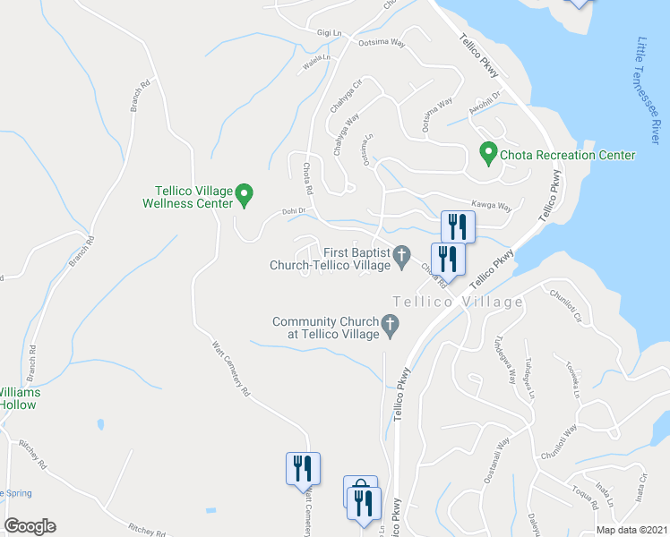 map of restaurants, bars, coffee shops, grocery stores, and more near 101 Poteau Trce in Loudon