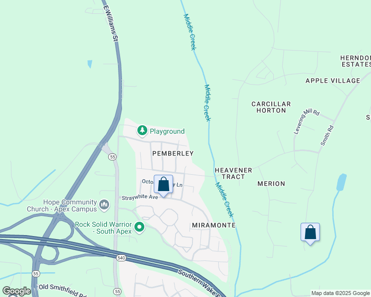 map of restaurants, bars, coffee shops, grocery stores, and more near 681 Wickham Ridge Road in Apex