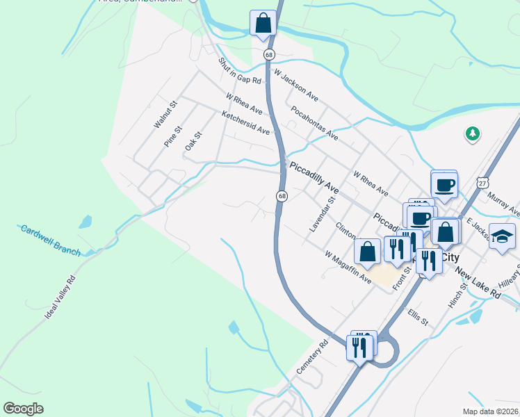 map of restaurants, bars, coffee shops, grocery stores, and more near 28 Dunlap Street in Spring City