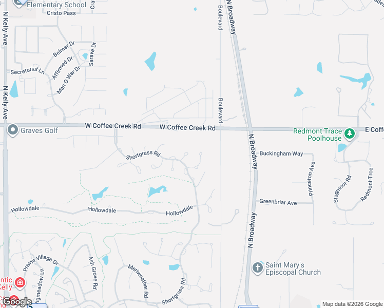 map of restaurants, bars, coffee shops, grocery stores, and more near 3917 Tamarac Court in Edmond