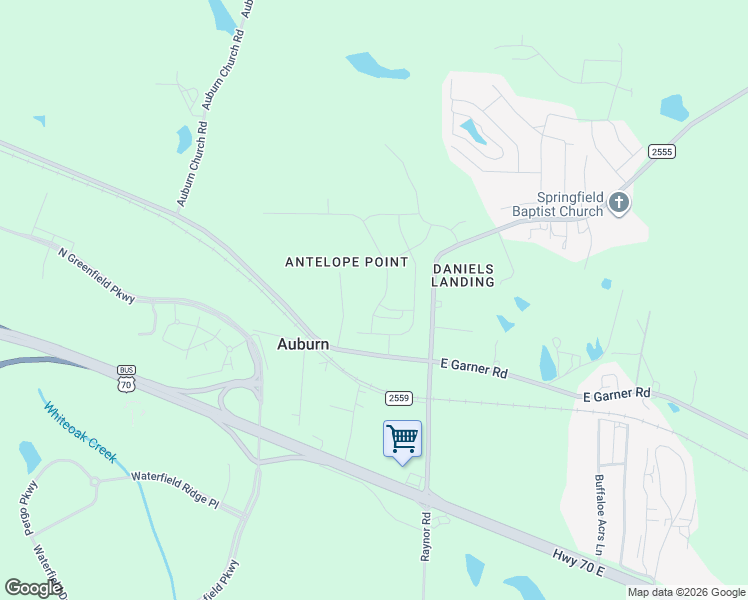 map of restaurants, bars, coffee shops, grocery stores, and more near 3000-3326 Auburn Estates Road in Raleigh