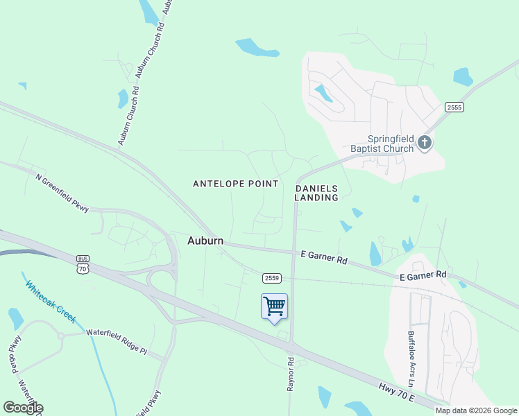 map of restaurants, bars, coffee shops, grocery stores, and more near 3000-3326 Auburn Estates Road in Raleigh
