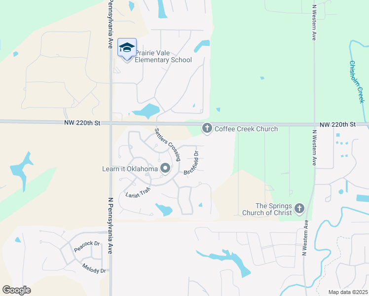 map of restaurants, bars, coffee shops, grocery stores, and more near 1776 Birchfield Road in Edmond