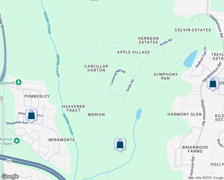 map of restaurants, bars, coffee shops, grocery stores, and more near 5313 Levering Mill Road in Apex
