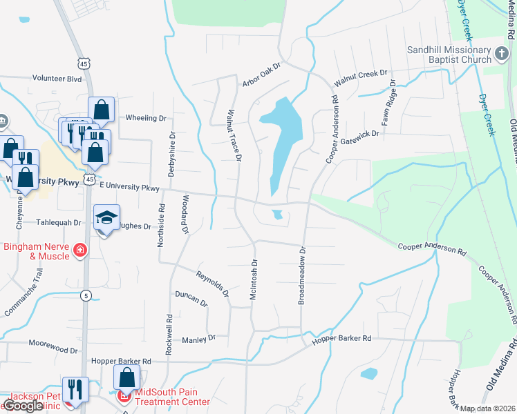 map of restaurants, bars, coffee shops, grocery stores, and more near 11 Emerald Lake Drive in Jackson