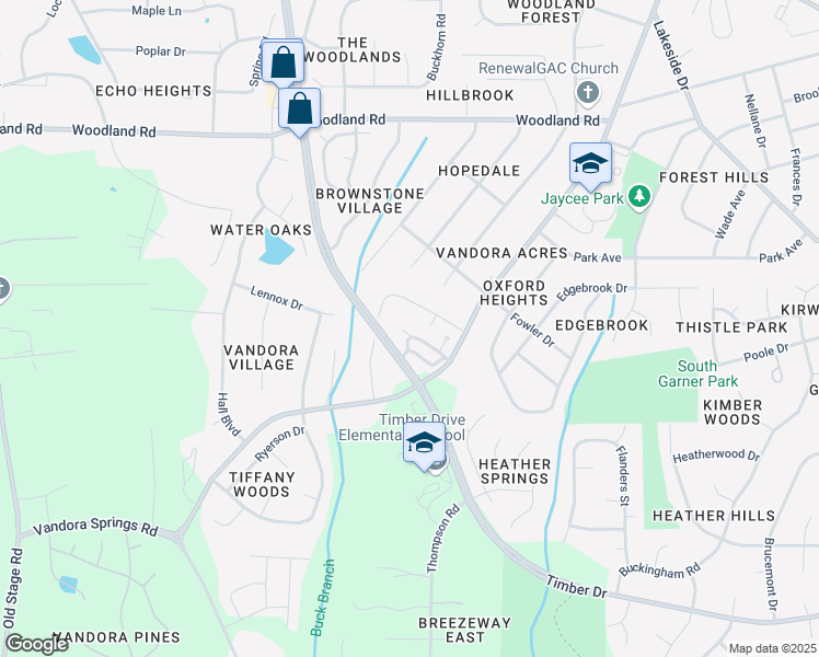 map of restaurants, bars, coffee shops, grocery stores, and more near 320 Grand Pointe Drive in Garner