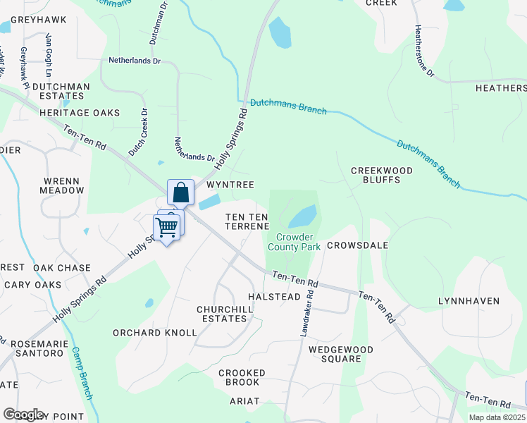 map of restaurants, bars, coffee shops, grocery stores, and more near 8016 Terrene Drive in Apex