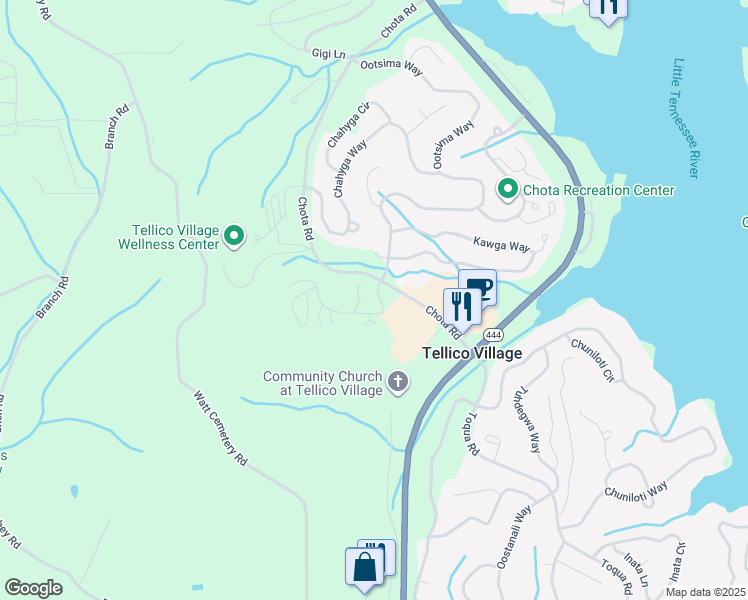 map of restaurants, bars, coffee shops, grocery stores, and more near 208 Chota View Circle in Loudon