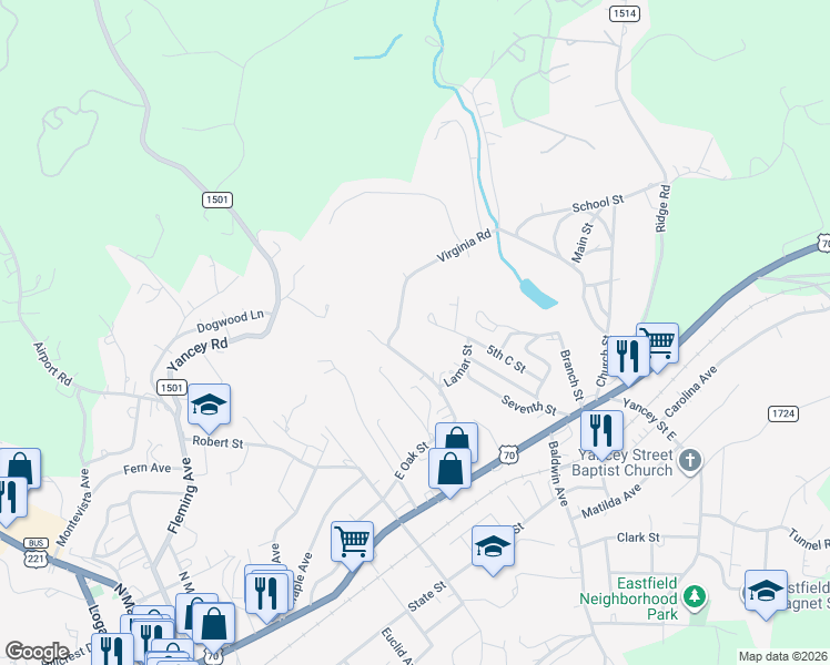 map of restaurants, bars, coffee shops, grocery stores, and more near 245 5th C Street in Marion
