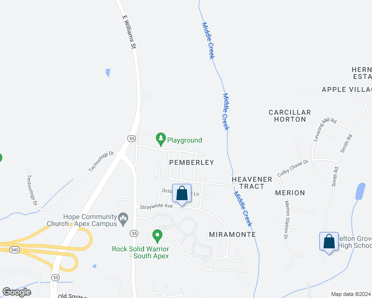 map of restaurants, bars, coffee shops, grocery stores, and more near 728 Wickham Ridge Road in Apex