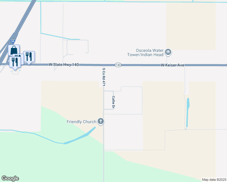 map of restaurants, bars, coffee shops, grocery stores, and more near 159 Chandlor Circle in Osceola