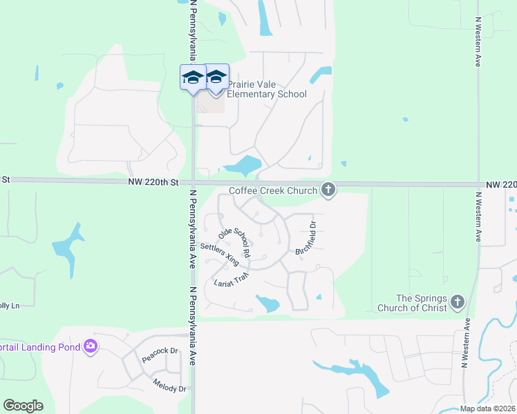 map of restaurants, bars, coffee shops, grocery stores, and more near 1974 Pleasant Ridge Court in Edmond