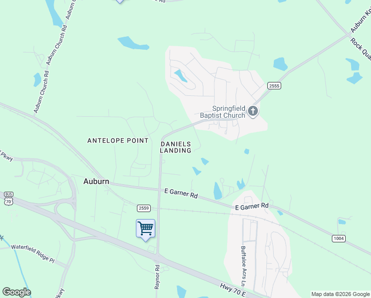 map of restaurants, bars, coffee shops, grocery stores, and more near 2705 Daniel's Landing Drive in Raleigh