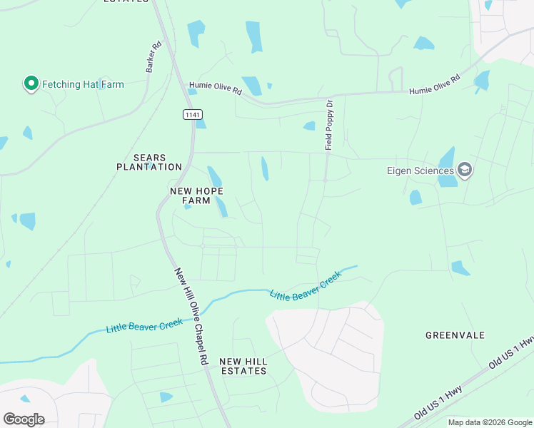 map of restaurants, bars, coffee shops, grocery stores, and more near 8833 Twin Ponds Lane in New Hill