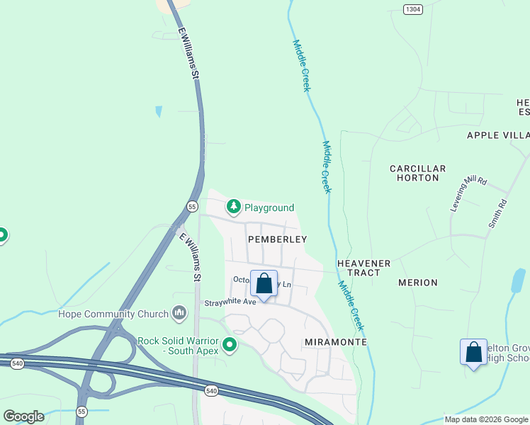 map of restaurants, bars, coffee shops, grocery stores, and more near 5416 Bobbitt Road in Apex