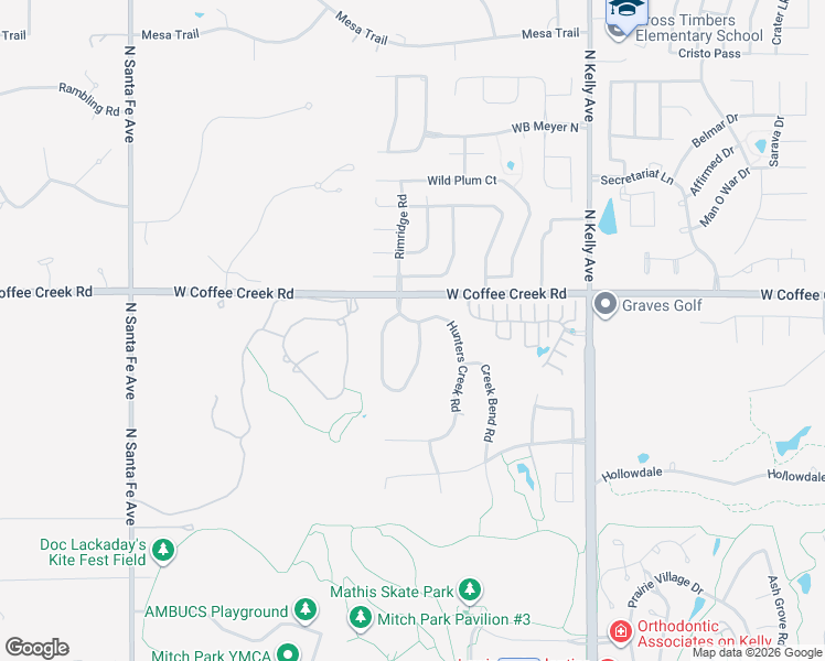 map of restaurants, bars, coffee shops, grocery stores, and more near 3924 Creek Bank Drive in Edmond