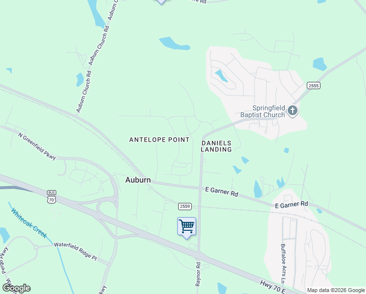 map of restaurants, bars, coffee shops, grocery stores, and more near 3000-3326 Auburn Estates Road in Raleigh