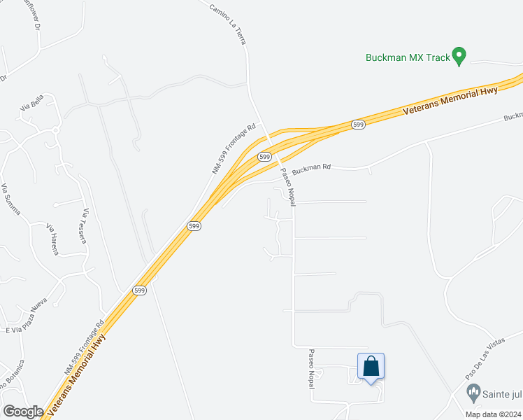 map of restaurants, bars, coffee shops, grocery stores, and more near 3256 Buckman Road in Santa Fe