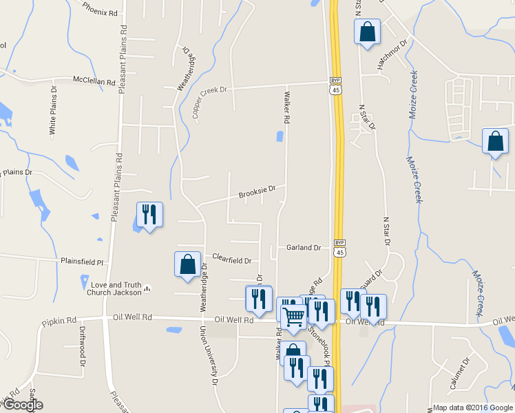 map of restaurants, bars, coffee shops, grocery stores, and more near 33 Longworth Cove in Jackson