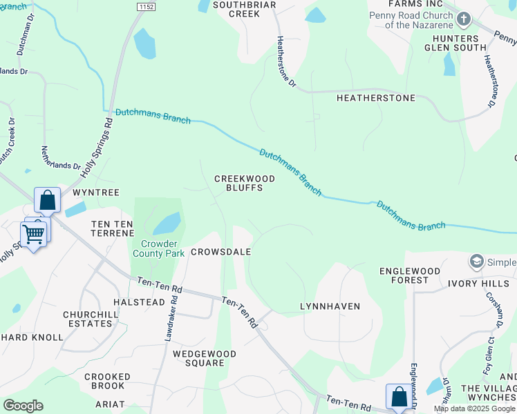 map of restaurants, bars, coffee shops, grocery stores, and more near 5000 Cedar Glen Court in Apex