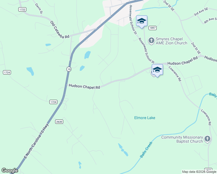 map of restaurants, bars, coffee shops, grocery stores, and more near 5231 Hudson Chapel Road in Catawba