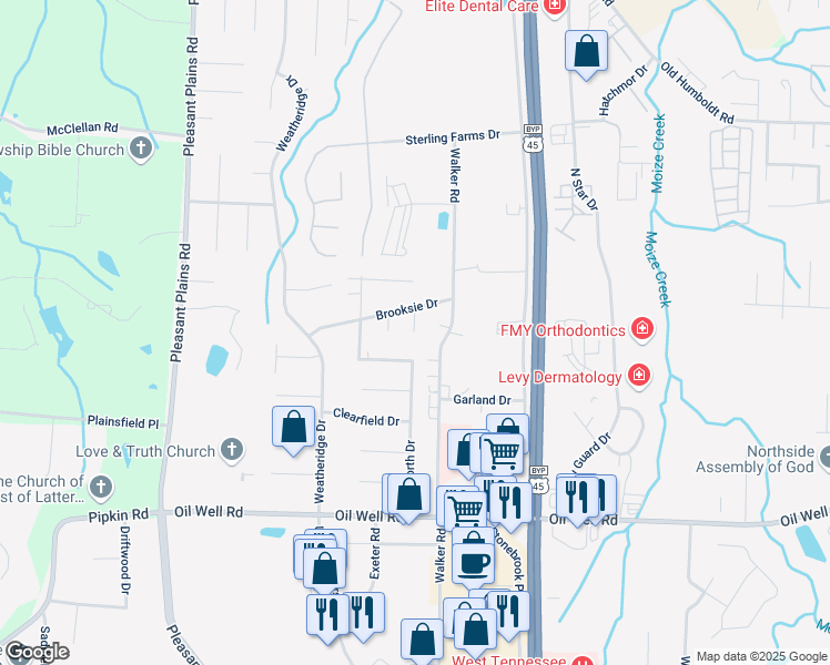 map of restaurants, bars, coffee shops, grocery stores, and more near 98 Longworth Cove in Jackson