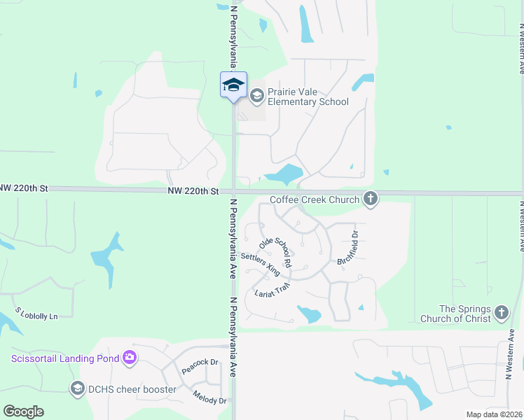 map of restaurants, bars, coffee shops, grocery stores, and more near 21962 Echo Ridge in Edmond