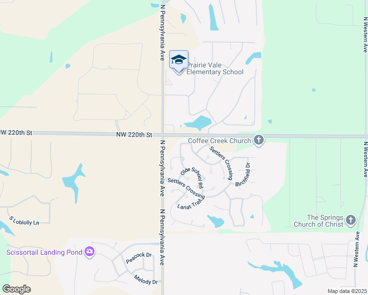 map of restaurants, bars, coffee shops, grocery stores, and more near 21984 Homesteaders Road in Edmond