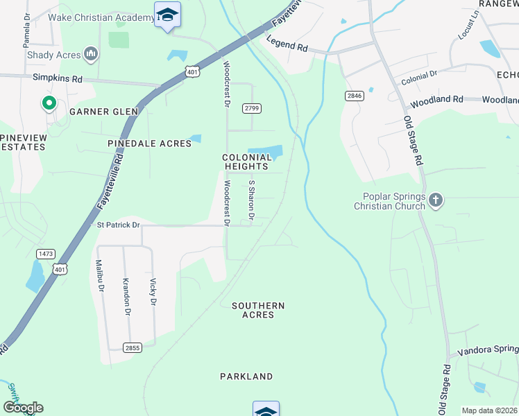 map of restaurants, bars, coffee shops, grocery stores, and more near 5937 South Sharon Drive in Raleigh