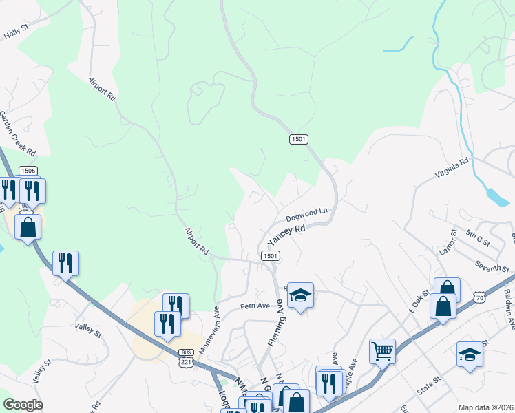 map of restaurants, bars, coffee shops, grocery stores, and more near 75 Halltown Off Road in Marion
