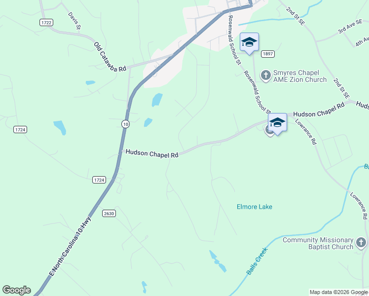 map of restaurants, bars, coffee shops, grocery stores, and more near 5231 Hudson Chapel Road in Catawba