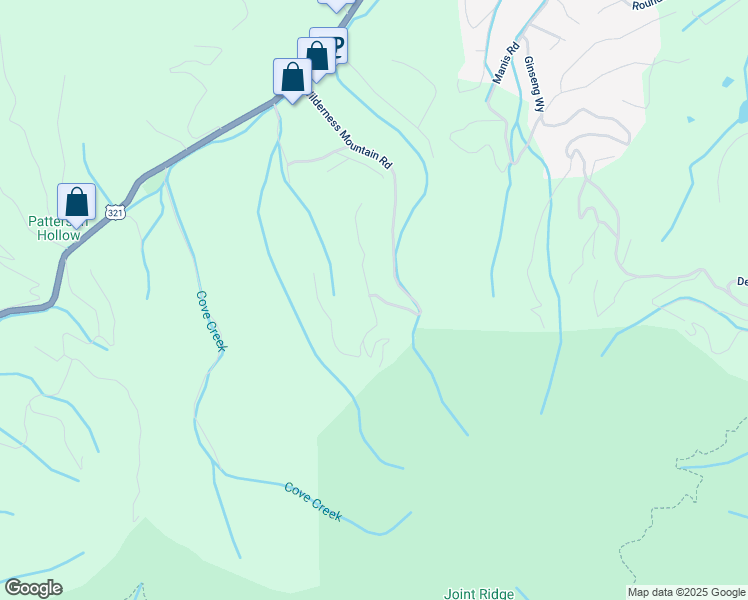 map of restaurants, bars, coffee shops, grocery stores, and more near 3643 Wilderness Mountain Road in Sevierville