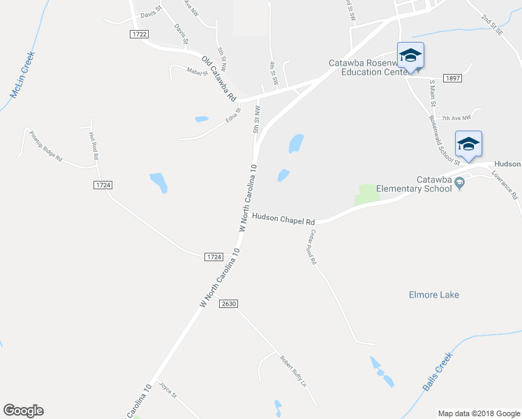 map of restaurants, bars, coffee shops, grocery stores, and more near 5080 Hudson Chapel Road in Catawba