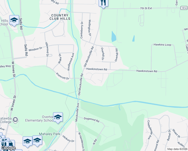 map of restaurants, bars, coffee shops, grocery stores, and more near 807 Foxmeade Court in Salisbury