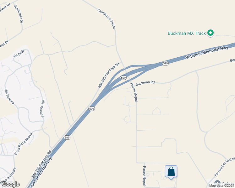 map of restaurants, bars, coffee shops, grocery stores, and more near 3256 Buckman Road in Santa Fe