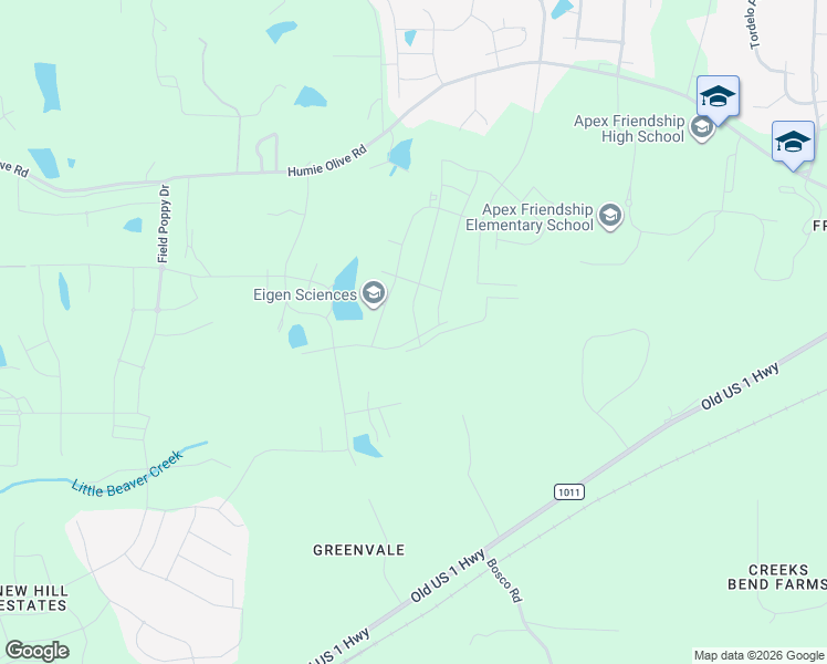 map of restaurants, bars, coffee shops, grocery stores, and more near 3232 Olive Farm Road in Apex