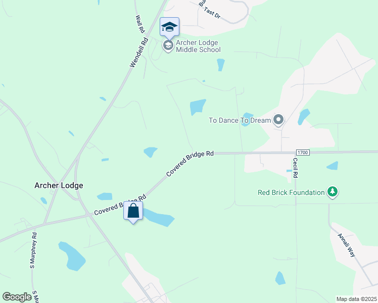 map of restaurants, bars, coffee shops, grocery stores, and more near 7393 Covered Bridge Road in Wendell