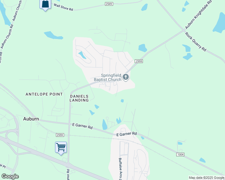 map of restaurants, bars, coffee shops, grocery stores, and more near 4341 Auburn Knightdale Road in Raleigh