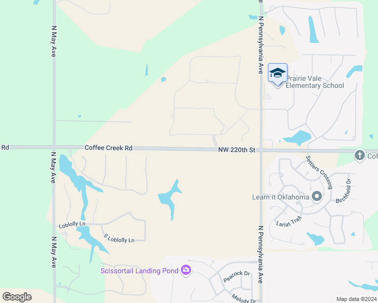 map of restaurants, bars, coffee shops, grocery stores, and more near 2300 Coffee Creek Road in Edmond